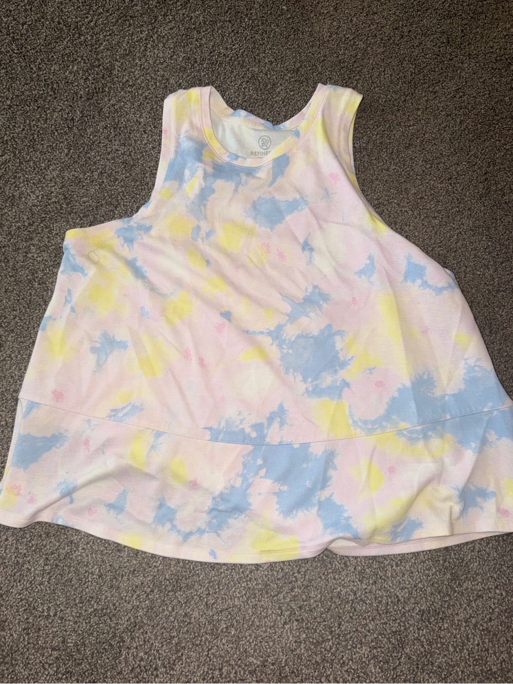 Pastel Tie-Dye Scoop Neck Tank Top in Blue, Pink & Yellow